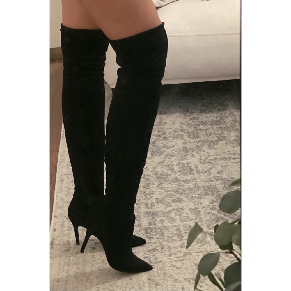 Thigh High Black Suede Boot